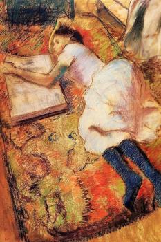 Edgar Degas : Young Girl Reading on the Floor